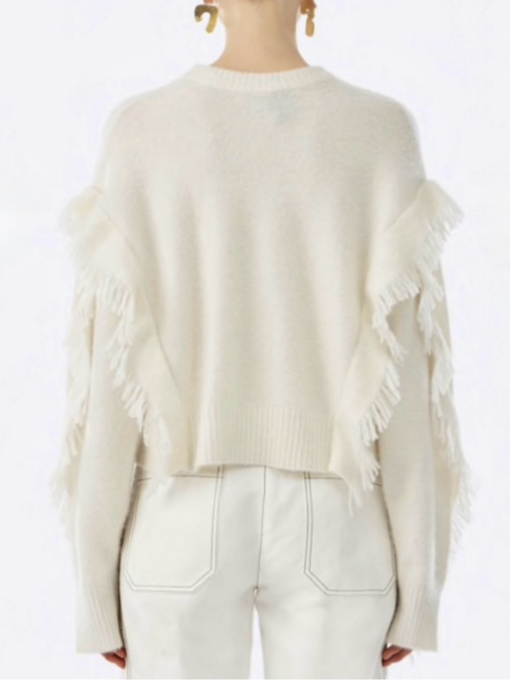 3.1 Phillip Lim Cropped Fringe Sleeve Sweater - Picture 4 of 9